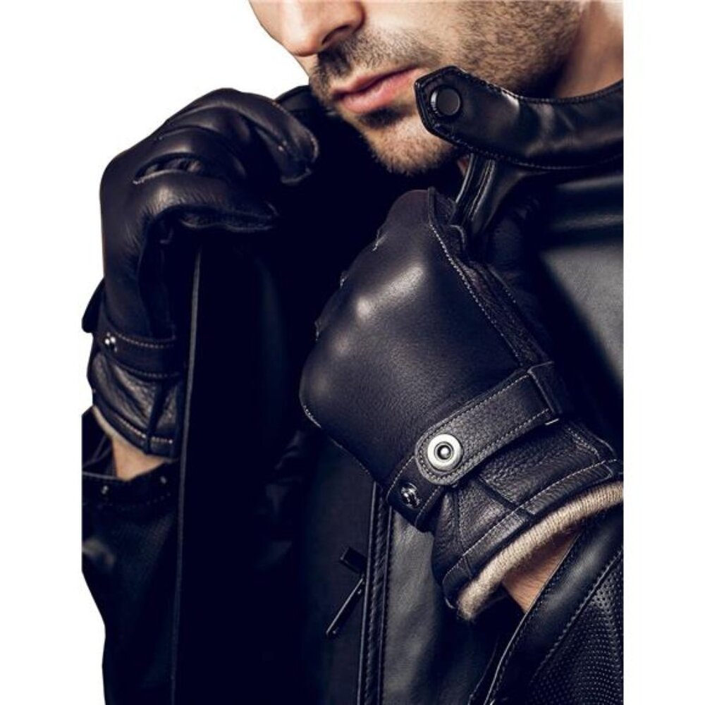 New YISEVEN Men's Deerskin Leather‎ Gloves Hand Sewn